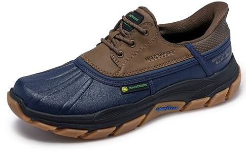 Skechers Men's John Deere Respected Tanzier Rain Shoe, Navy/Tan, 10.5