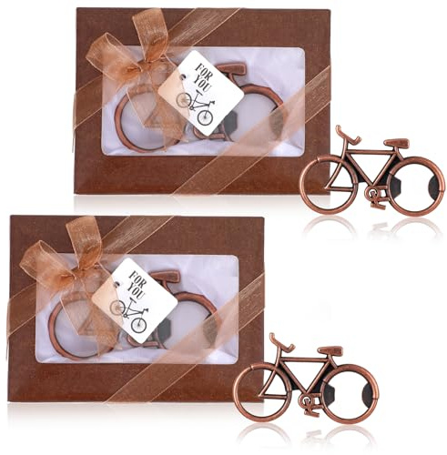 AOZUO 2 Stück Fahrrad Flaschenöffner, Edelstahl Fahrrad deko Bieröffner Flaschenöffner, Lustig geschenk für Radfahrer Fahrradliebhaber Ehemann Freund Vater Opa mit Geschenkkarton
