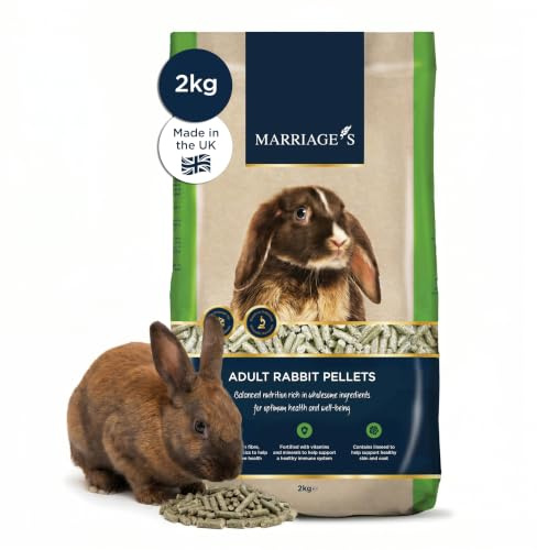 Marriage’s - Adult Rabbit Food, Rabbit Pellets for a Healthy Weight and Immune System, Indoor Food with Sunflower Seed, High in Fibre, 100% Nutri Pressed, Suitable for 20 Weeks and Older (2kg)