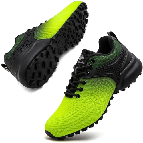 Mufanton Zapatillas de Trail Running Hombre Zapatillas de Trekking Zapatos de Senderismo Ligero Antideslizantes Deportes Zapatos de Trail Running,Negro Verde,EU39