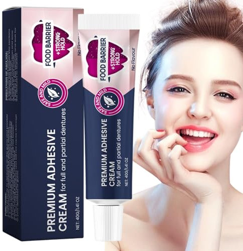 Poudre adhésive pour prothèses - Colle prothèse maximale sans zinc - 40 g de crème prothèse pour un maintien sûr - Excellente stabilité des prothèses - Tenue toute la journée - Ingrédients naturels -