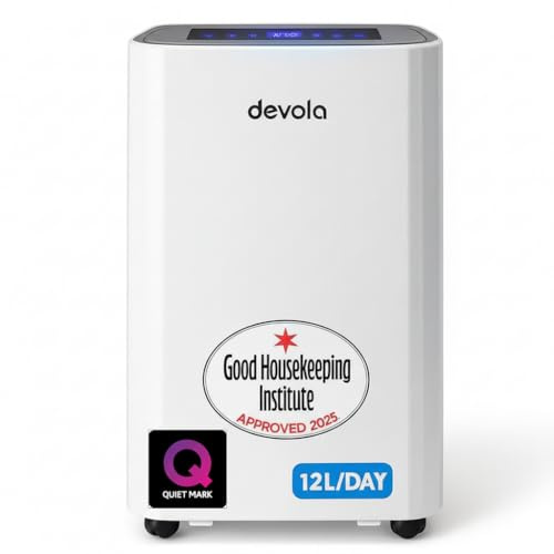 Devola 12L Dehumidifier & HEPA H13 Air Purifier- Quiet & Energy Efficient (costs less than 5p per hour) Dehumidifiers for Home, Laundry Drying Mode, Continuous drainage (DVH12L)