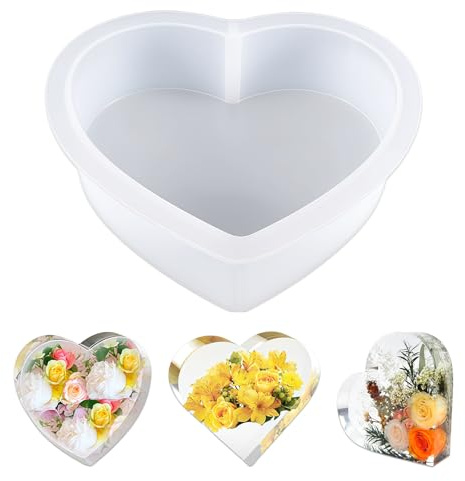 Grandi Stampi in Silicone per Resina, Stampo in Resina a Forma di Cuore, Stampi in Resina Epossidica, Grandi Stampi Silicone Forma Cuore, per La Conservazione Dei Fiori, Decorazioni per La Casa