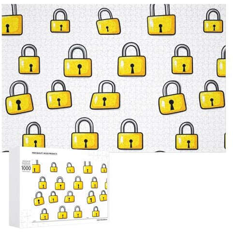 Yellow Padlocks Funny Jigsaw Puzzles Wooden Picture Puzzle for Adults Home Decors Gift