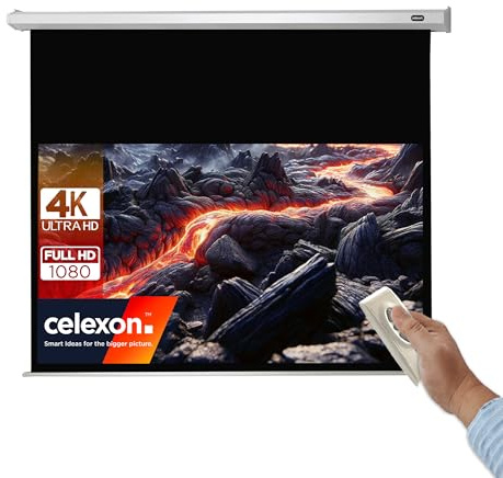 celexon Economy Motor-Leinwand 105 | 240x135 cm 16:9 | elektrische 4K,Full-HD Beamer-Leinwand für Büro-Präsentationen & Ihr Heimkino | zur Wand- und Deckenmontage | inkl. Fernbedienung
