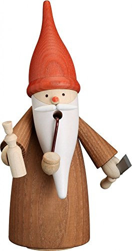 Seiffener Volkskunst German incense smoker wood turner gnome, height 16 cm / 6 inch, original Erzgebirge by
