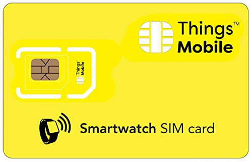 Carte SIM pour SMARTWATCH/Montre Intelligente - Things Mobile - avec Couverture Mondiale et réseau Multi-opérateur GSM/2G/3G/4G, sans coûts Fixes. 16€ de crédit Inclus
