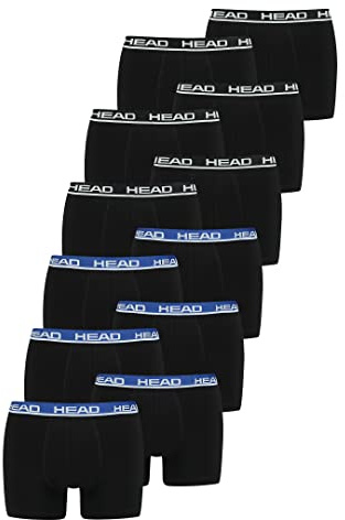HEAD Herren Basic Boxer Pant Shorts Unterwäsche Unterhose 12 er Pack, Farbe:Black/Black Blue, Bekleidungsgröße:XL