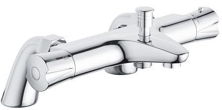 PURAGEIR Thermostatic Bath Tap, Deck Mount Shower Tap with Anti-Scald Control, Chrome Bathtub Mount