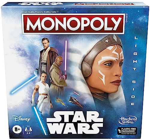 Hasbro Gaming Monopoly: Star Wars Light Side Edition Brettspiel für Familien und Kinder ab 8 Jahren, Star Wars Jedi-Spiel für 2–6 Spieler, Familienspiele