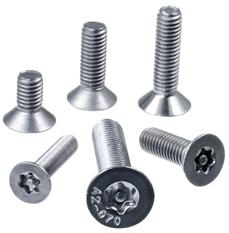 SECCARO Säkerhetsförsänkt skruv med stift M4 x 16 mm, rostfritt stål V2A VA A2, DIN 7991/ISO 10642, sexkant (TX), helgängad, 20 stycken