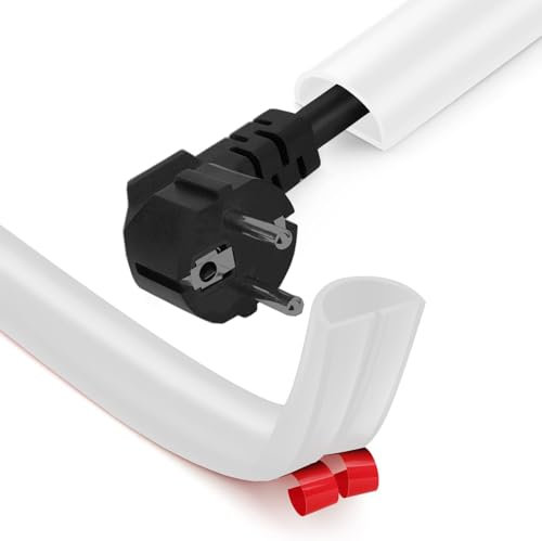 Canaleta flexible autoadhesiva para cables, 6 metros x 15 mm x 10 mm, PVC, protección para cables para 1 cable, para casa, oficina, escuela, almacén (blanco)