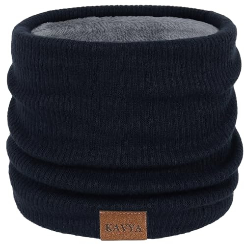 Kavya Halsrör dam vinter, tubhalsduk fleece loop halsduk män, halsvärmare multifunktionell duk unisex halsvärmare vindtät skidtillbehör herr gåvor, marinblå, 24*21