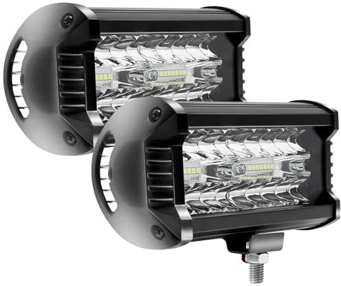CCLIFE Led Arbeitsscheinwerfer 12V Scheinwerfer 120W*2 Auto Traktor 7 Zoll IP67 Offroad 6500K Wasserdicht Arbeitslicht Spotlight für SUV UTV ATV LKW, 2 Stück 16x8x7cm CushHom