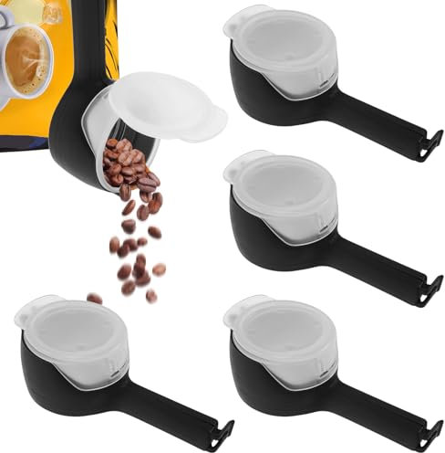 4 Stück Verschlussclips Mit Ausschütter, Snackspender Clip Wiederverwendbare Küchenclip, Tütenclips Tütenverschluss Frischeclips für Verpackung Lebensmittel Süßigkeiten Snacks Tiernahrung(Schwarz)