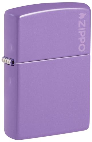 Zippo Briquet tempête Smoky Lavender with Logo, Lavande fumée avec Logo, modèle de Base, Rechargeable, réutilisable, Design Coupe-Vent, boîte Cadeau, fabriqué aux États-Unis