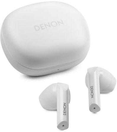 Denon AH-C500W True Wireless In-Ear Headphones, Water Resistant Bluetooth Headphones with Built-in Microphone - White