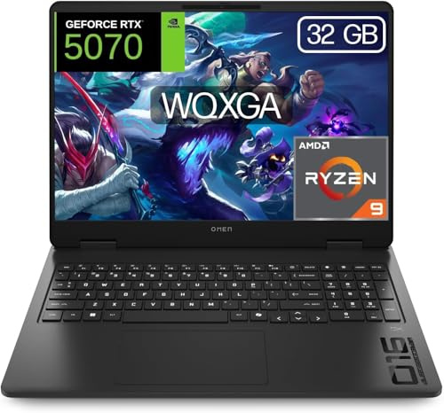 HP OMEN - Ordenador portátil Gaming 16 2.5K WQXGA (AMD Ryzen 9-8940HX, 32GB RAM, 1TB SSD, NVIDIA RTX 5070, FreeDos) Teclado QWERTY Español - Negro