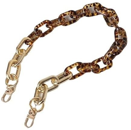 GZXXB Justerbar väskkedja tillbehör för damväska, avtagbar del, reservkedja, guld och silver akryl axelrem, handtag (guld 63 cm)
