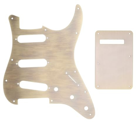 Electric Guitar Pickguard and Backplate Set, SSS Pick Guard for 3 Single Coil Pickup, Bronze Color Metal Protective Plate with Easy Installation, Durable Alloy Material for Enhance