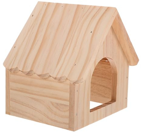 JOINPAYA Maison en Bois pour Petits Animaux Plateforme de Jeu et Cachette Sécurisée, Habitat Cosy pour Gerbilles et Rats, Design Unique et Fonctionnel