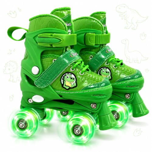 Nattork Kids Roller Skates for Kids Boys Girls, 4 Sizes Adjustable Quad Skates with All Light up Wheels - Birthday Gift for Outdoor Indoor Sports