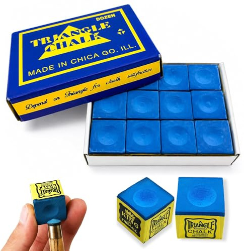 Lizricona Snooker Chalk, 12 Pieces Pool Chalk, Blue Dry Rub Block, 2.2 * 2.2cm Individual Size, Equipped with Portable Container, for Daily Training Billiard Entertainment Occasion