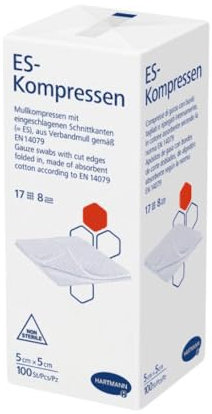 Paul Hartmann AG Mullkompressen unsteril, 100 Stück (1er Pack), 5 x 5 cm, 17-fädig, 8fach