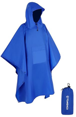 Tomshoo rain poncho, raincoat, waterproof camping tent, tarpaulin, 3-in-1 multifunctional rain cover for hunting, camping, hiking and cycling., blue