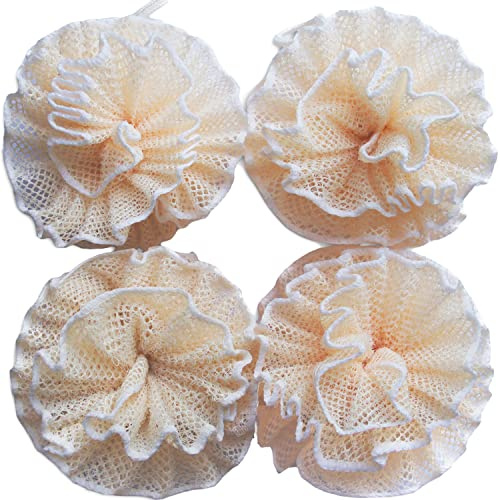 Super Exfoliating Home Spa Weave Loofah Shower Sponge Pouf Mesh Brush - Bath Spa Puff Scrubber Ball - Face Body Poof - Rich Foams Bubble（4.7 Each） Pack of 4