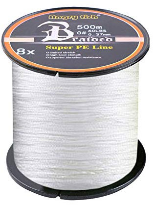 LSHEL Geflochtene Angelschnur 8fach 500m PE Super Starke Geflochtene Schnüre, Weiß, 0.6# 0.12mm/6.8kg/15lb