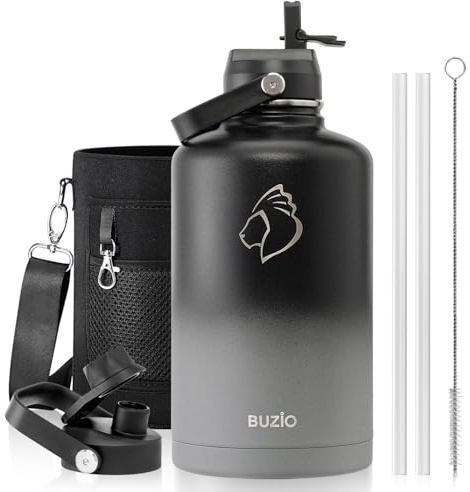 Insulated Water Bottle with Straw Lid, Modern Double Vacuum Stainless Steel Water Flask, Simple Half Gallon Water Jug, Metal Thermo Canteen Mug,87oz Sports Bottle