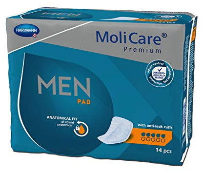 MoliCare Premium MEN PAD, Inkontinenz-Einlage für Männer bei Blasenschwäche, v-förmige Passform, 5 Tropfen, 6x14 Stück - Vorteilspackung
