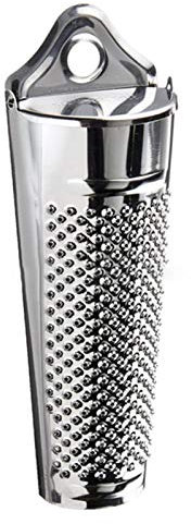 Rallador de nuez moscada con almacenamiento, cepillo de cocina de jengibre, ajo, limón, acero inoxidable, rallador de nuez moscada (plateado, tamaño: 13.952.3 cm)