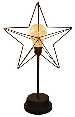 Stern LED Tischlampe Retro Design Nachtlampe 38x24cm Tischleuchte LED-Stern Star Geschenk Lampenschirm batteriebetrieben