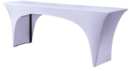 EBETA E Elastisch Biertischhussen Biertisch-Auflage & Tischdecke für 50cm Breite Bierzeltgarnitur Stretch Hussen für Festzeltgarnituren Hussen (Weiß)