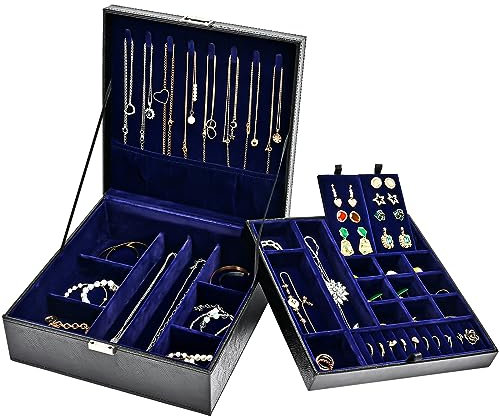 ProCase Schmuckschatulle Damen Leder, Schmuckkästchen mit 2 Ebenen Schmuckkasten Schmuckkoffer Schmuckaufbewahrung Schmuckbox Jewelry Box für Ringe, Ohrringe, Halsketten, Armbänder -Wassermelonenrot