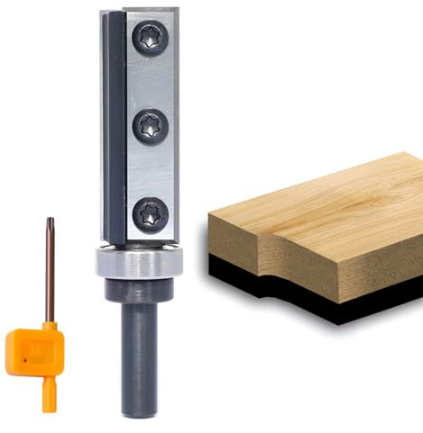 Sinoprotools Piastre reversibili, fresa a filo, gambo 8 mm, lunghezza di taglio 50 mm, fresa a filo con 4 lati in metallo duro intercambiabile (HW), con cuscinetto a sfera, per lavorazione del legno