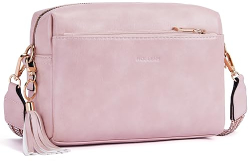 Roulens Piccola Borsa a Tracolla Donna con 3 Scomparti Capienti,Borsa Mano PU Pelle Messenger Crossbody Bag,Borsa a Spalla con Tracolla Ampia Regolabile e Rimovibile