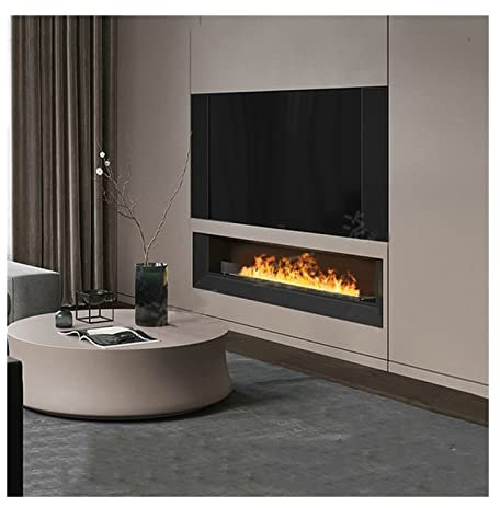 Chimenea Eléctrica Decorativa Chimenea eléctrica de 27,5 pulgadas con llama realista, chimenea ultradelgada empotrada for interiores, control remoto y de botones, temporizador, protección de apagado a