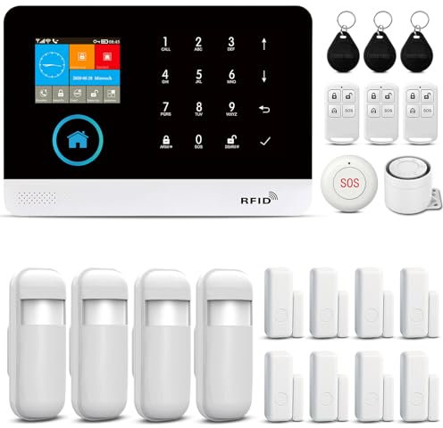 Sistema de Alarma de Seguridad para el hogar, Sistema de Alarma antirrobo de 25 Piezas WiFi+4G gsm con aplicación de teléfono, Sirena de Alarma de 120 dB, Compatible para el hogar.
