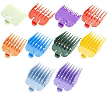 SGERUFZ Color peines maquina cortar pelo,Profesionales peine de peluquería,Barberia accesorios,Compatible con cortapelos y peine recortador wahl(10 Piezas)