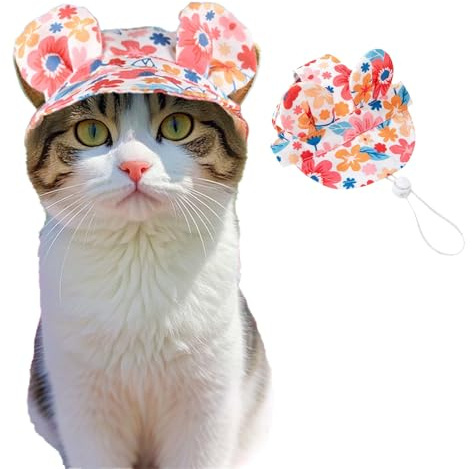 MLPKOI Cappello da Baseball per Cani, Berretto Cane Regolabile Sport Protezione Solare con Fori per le Orecchie Visiera Estiva per Gatti e Cani (Rosa, L)