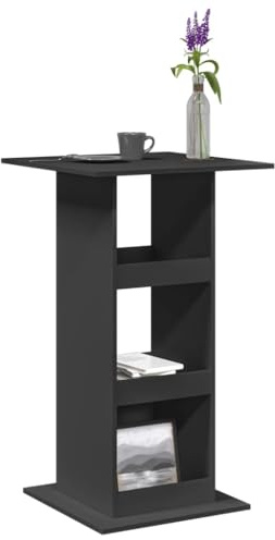 Teenpull Bartisch, Esstisch mit 3 Ablagen, Stehtisch Schwarz 60x60x102 cm, robuster Holzwerkstoff für Küche, Esszimmer, Wohnzimmer