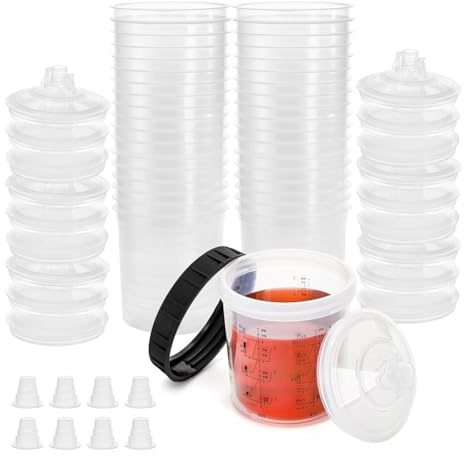 Yarryuter de Tapa y Revestimiento para Vasos de Mezcla de Pistola Pulverizadora de Pintura para Pistola de Pintura Automotriz, Paquete de 20 Vasos de Pintura de 20 Onzas (600 Ml)