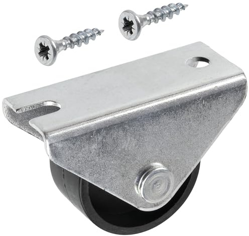 AERZETIX - Juego de 4 Ruedas Fijas Lineales para Muebles Ø25mm + 10 Tornillos para Madera Ø3.5x16mm | Placa de Fijación 40x18mm | Capacidad de Carga 25 kg