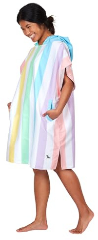 Dock & Bay Adult Beach Poncho - Hooded Towel with Deep Pockets - for Beach & Pool - Super Absorbent, Quick Dry - Unicorn Waves, Large (105x80cm, 41x31)