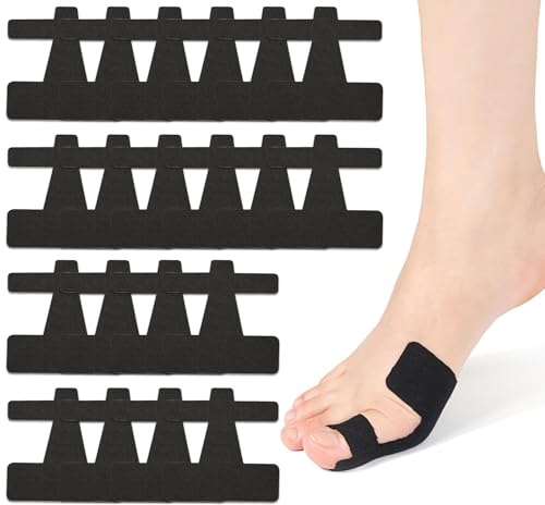 JYXNU 20 Pezzi Kinesio Tape Sportivo, Kinesiotape per Alluce Valgo, Impermeabile Tape Kinesiologico, Elastico Nastri Kinesiotapes Precut, per la Correzione Dell'alluce Valgo, Senza Lattice(Nero)