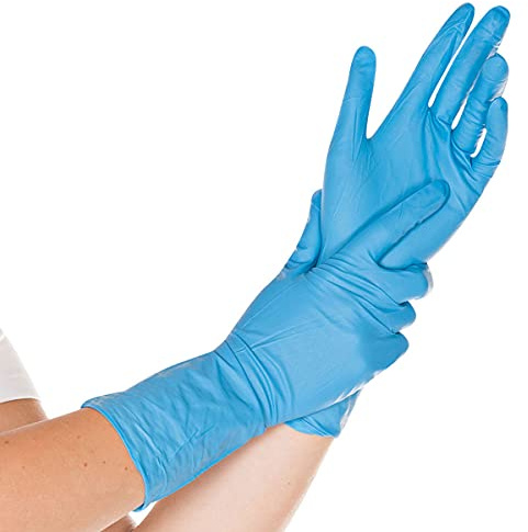 Nitrilhandschuhe SUPER HIGH RISK, puderfrei, Größe: L, 50 Stück, blau