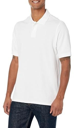 Amazon Essentials Polo de Algodón Piqué de Manga Corta y Corte Estándar (Disponible en Tallas Grandes) Hombre, Blanco, XXL